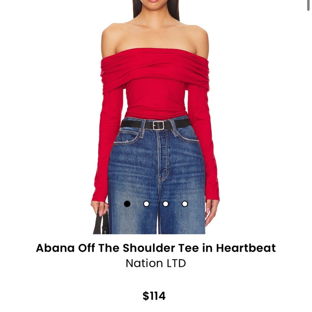 Nation Ltd Long sleeve off the shoulder red top